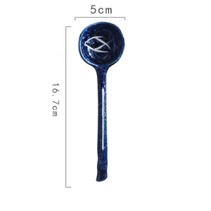 Japanese Ceramic Spoon Creative Long Handle Spoon Household Spoon Small Soup Spoon Korean Cute Rice Spoon